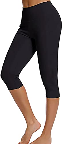 MCA Leggings 3/4 Pantaloni Capri Donna Made in Italy (Nero, M)