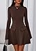 PRETTYGARDEN Women's Elegant Holiday Short Dress 2025 Fall Bell Long Sleeve Mock Neck Work Business Casual Party Mini Dress(Brown,Small)