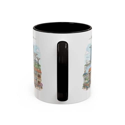 Mug colorido paisaje de Singapur para amantes del café y el té miniatura 3