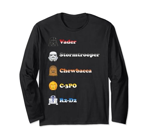 T-shirt Star Wars geek coton imprimé emoji haut manches longues vêtement pop culture