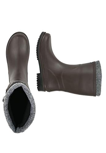 Regenliebe Damen Gummistiefel Pfütze-W warm gefüttert halbhoher Regenstiefel, Farbe:braun, Größe:38 EU