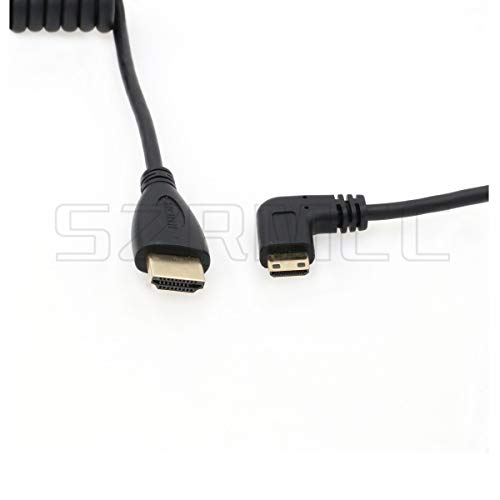 Szrmcc Left Angled Mini Hdmi To Full Hdmi High Speed Coiled Cable For Canon Sony Dslr Camera Atomos Monitor (Left Mini Hdmi-Hdmi) #TOP2