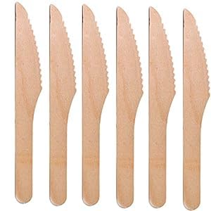 PARICOTT 165mm Disposable Wooden Knifes | Pack of 50 | Eco-Friendly & Biodegradable Cutlery – Ideal for Parties, Weddings, Kids’ Birthdays, Events, Outdoor & Everyday Use