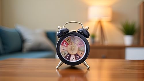 Image of BUQARO Dreamy Retro Metal Body Cute Small Mini Twin Bell Alarm Clock with Soft Raibo