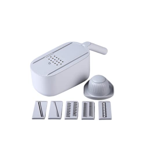 スライサー 野菜 千切り スライサー 野菜カッター みじん切り 多機能 キッチンスライサー 野菜調理器セット 安全ホルダー付きキッチン用品 野菜 大根おろし器 おろし器 細切り みじん切り 千切り おろし 薄切り 水切り皿 (グレー)
