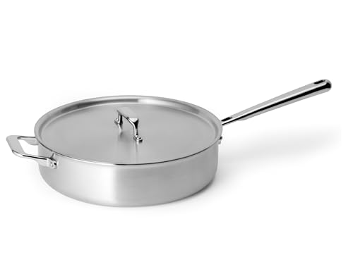 Image of Misen 5-Ply Stainless Steel Saute Pan with Lid - Versatile, Durable, Dishwasher and Oven Safe - Even Heating, Ergonoic Stay-Cool Handle - For Searing, Braising, and More - 3 QT