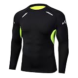 Kompressionsshirt Herren, Funktionsshirt Langarm Fitnessshirt Männer Sportshirt Atmungsaktiv Laufshirt für Men's Compression Shirt