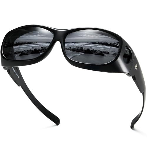 DUCO Fit Over Sunglasses Wraparound Sunglasses for Men Women Polarized Wear Over Sun Glasses UV Protection DC8965