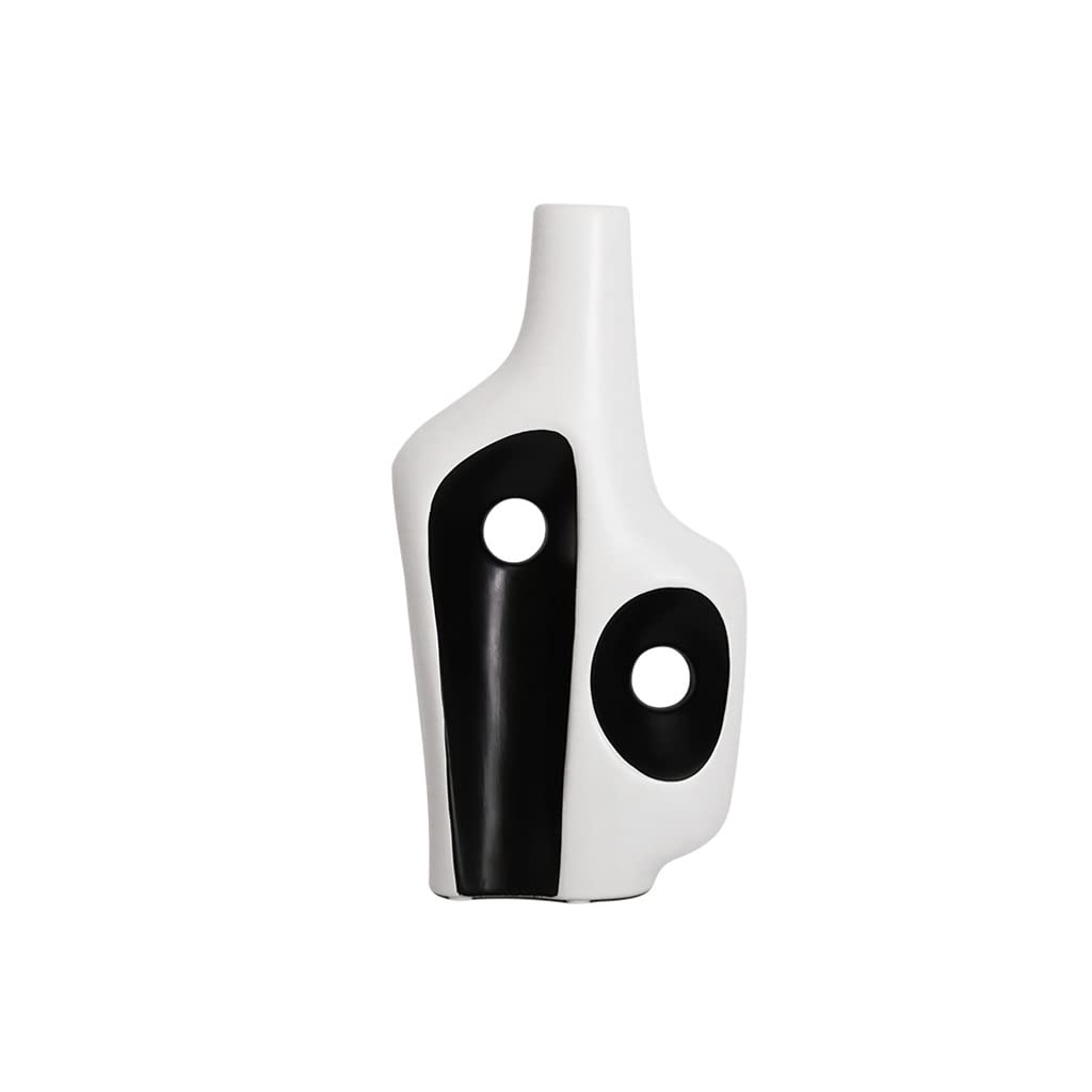 Vase en céramique noir et blanc shadow art pour décoration de table