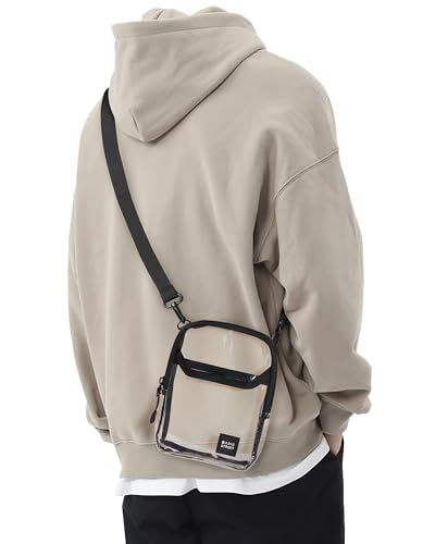 SEAFEW Clear Mini Crossbody Bag Shoulder Bag for Men, Small Messenger Satchel Bag for Women