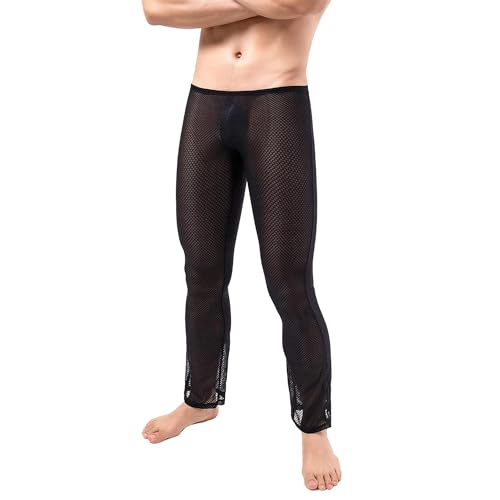 Men See Through Mesh Pajama Pants Stretchy Nightwear Sleep Bottoms Lounge Pants3