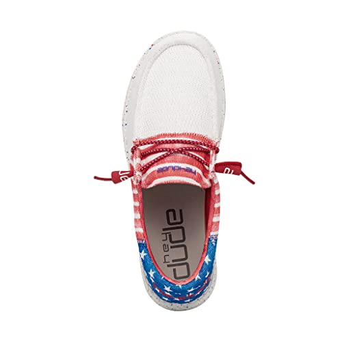 Image of HEYDUDE Women's Wendy Sox Tri Americana Size 5 | Women's Shoes | Women's Lace Up Loafers | Comfortable & Light-Weight