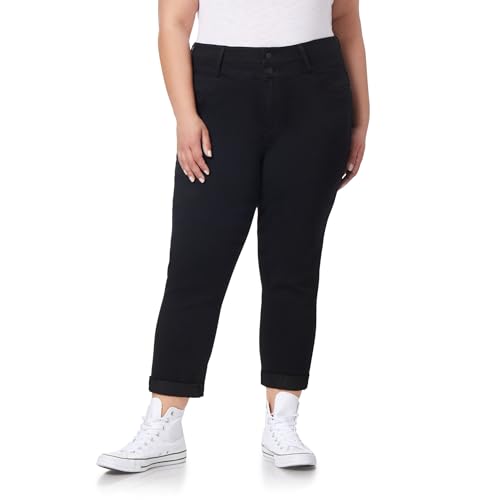 WallFlower Women's Sassy Crop High-Rise Insta Soft Juniors (Standard and Plus), Noir, 20 Plus
