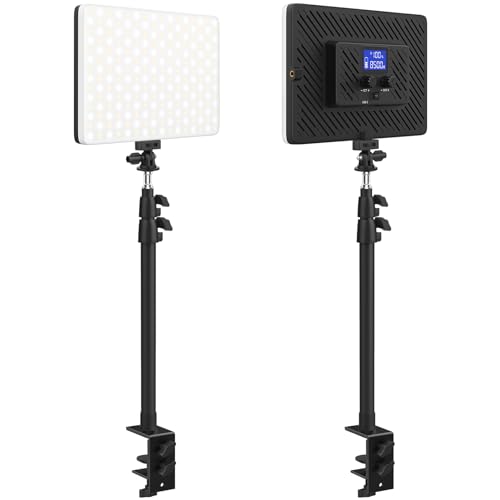 QEUOOIY 20W Bi-Color LED Video Light Kit with Stand & Clamp