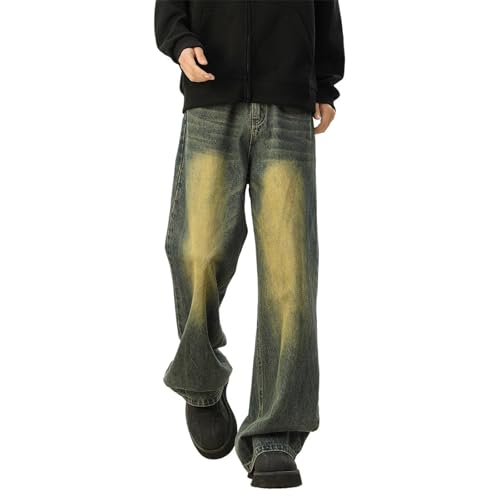 Men's Jeans Summer American Retro Straight Denim Long Pants for Men