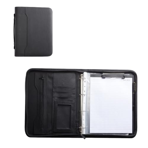 AOUTN多機能バインダー バインダー A4 クリップボード フォルダー a4 ノートカバー ビジネスカード入れ 4リングバインダー付き クリップファイルボード リップファイル 多機能 ファイル ホルダー ペン挿し 書類ホルダー メモ帳 二つ折り ジッパー