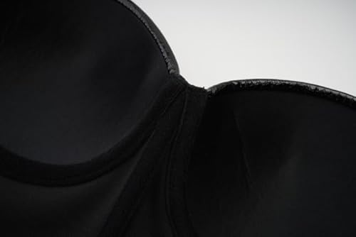Moonight Corpete corpete top couro PU push up espartilho de couro preto corpete cropped top, Preto,