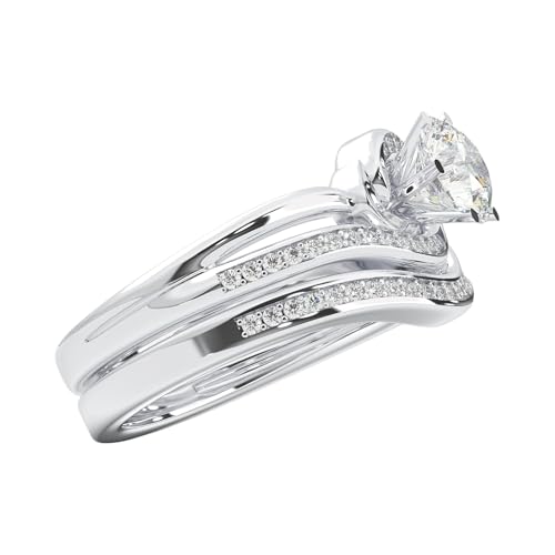 1.10 Carat Round FG/VS Round Diamond Engagement Ring with Matching Band Made in Solid Gold2