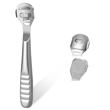 URAQT Raschietto per piedi, Raschietto per Piedi Kit, con 10 Lame, Callo Rimozione di Lima, Professionali Lima per piedi, Rimuovi la pelle morta e la pelle dura dai piedi(Argento)