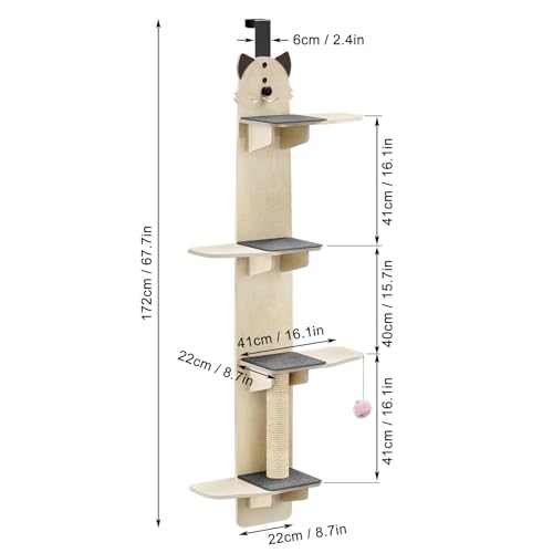 Árbol para gatos colgante de puerta 4 niveles madera miniatura 2