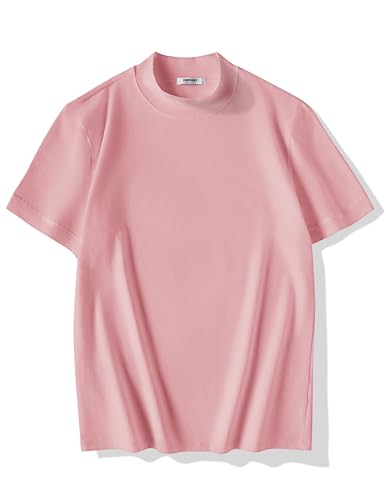 Image of COOFANDY Mens Mock Turtleneck Shirts Casual Premium Cotton Short Sleeve Shirt Basic Half Neck T-Shirts
