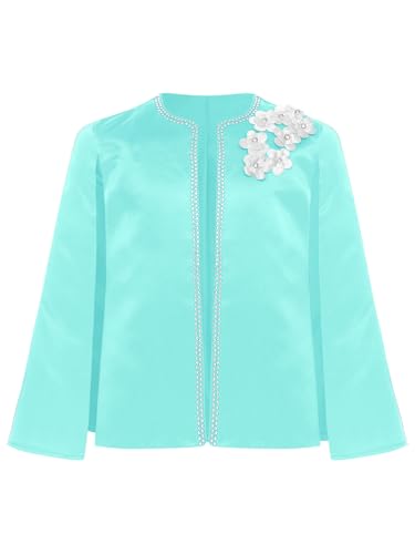 Hularka Kids Girls Flower Rhinestone Cape Birthday Party Wraps Wedding Bridesmaid Bolero Shrug Flower Girl Cover Up3