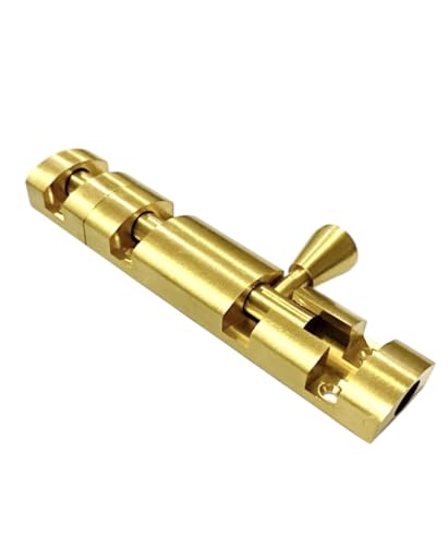 Image of inchBRASK inch Brass Tower Bolt Xylo Heavy - Golden Satin Finish with Screws | Door Latch - Chitkani for Doors & Windows | Xylo Heavy Tower Bolts | Kundi /Chitakni /Latch /Chitkini (4 Inches, 4, Piece)