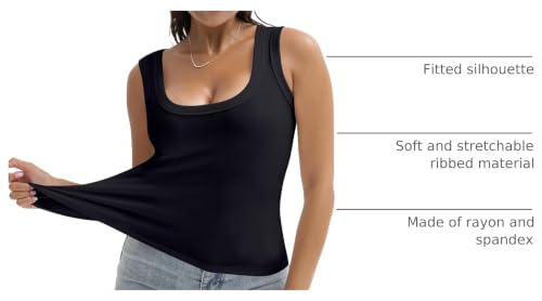 Image of SVALIY Summer Womens Tank Tops 2026 Square Neck Fitted Sleeveless Shirts for Women Ribbed Basic Top