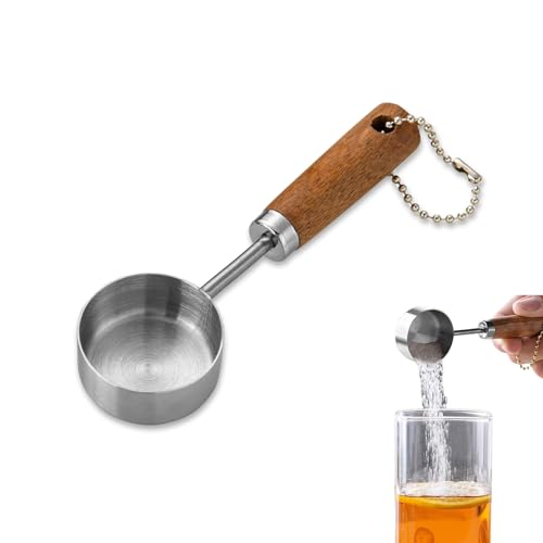 YAFIYGI Coffee Scoop for Ground Coffee 1 Tablespoon 1/2Oz 15ML Espresso Measuring Scooper Vintage Metal Coffeespoon with Wooden Handle Stainless Steel Utensils for Tea Powder Beans Kit