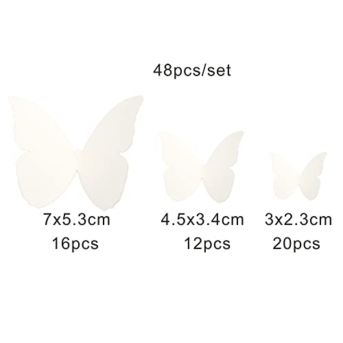 Pack of 48 3D Butterfly Wall Stickers,Removable Butterfly Stickers,Wall Stickers,for Home,Wedding Decor,Living Room,Children's Room,Girls,Kitchen,Window,Furniture,Party,Wall Table Decoration,White - Image 2