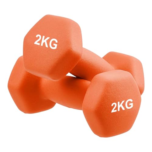 Image of AmazonBasics Neoprene Dumbbell 2 Kg, Set of 2 (Orange)