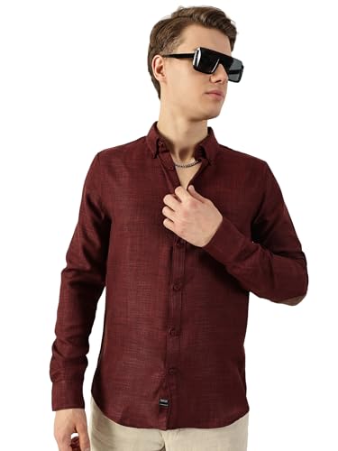 Image of Thomas Scott Men's | Solid | Full Sleeve | Regular Fit | Polyester | Button Down Collar | Casual Shirt