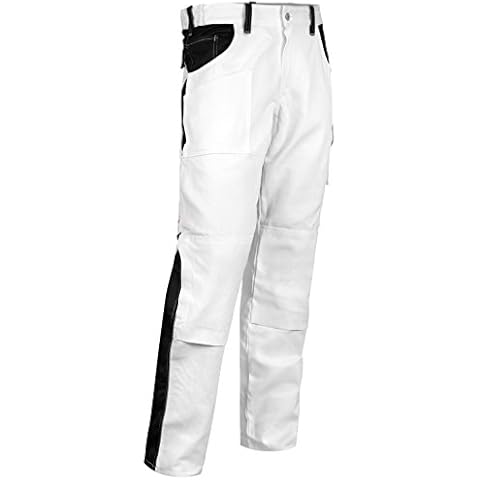 strongAnt® - Pantalones de Trabajo Blanco con Bolsillo para Rodillera Cover