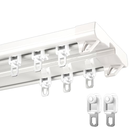 Rail rideau double droit L U en aluminium blanc plafond wit 2m