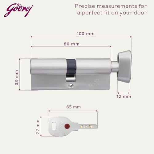 Image of Godrej Cylinder | Europrofile Ultra XL+ | 1CK 80mm | Satin Steel Finish | Door Thickness Upto 50mm | 4 Keys