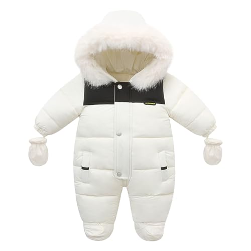 Image of Mokitoni Infant Girl Winter Snowsuit Baby Boy 0-6 Months Jumpsuit Coat Newborn Snow Suits, Beige