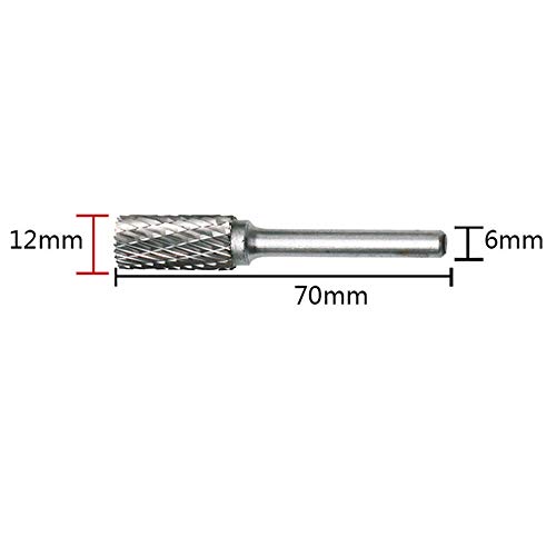 Carbide Burr KangTeer 12mm Dia 1/4" Shank Double Cut Tungsten Carbide Rotary File Cutting Burs Tool Rotary Drill Die Grinder Bits (Cylinder) - Thumbnail 3