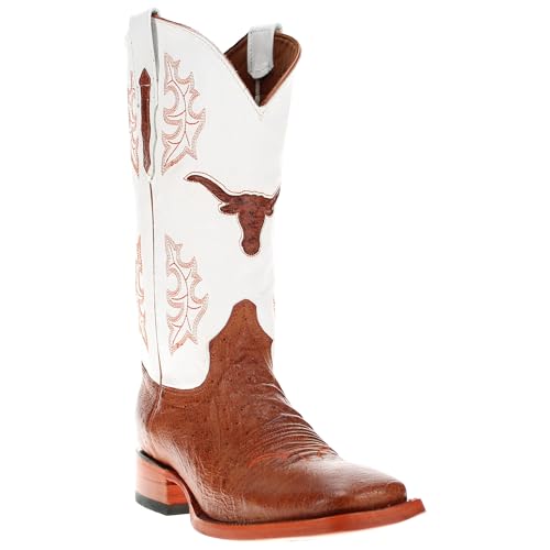 Image of Vaccari Men's Brooks Genuine Smooth Ostrich Leather NCAA Athletics Embroidery Western Cowboy Boots