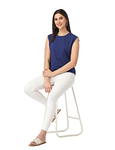 Image of FYLTR Women's Sleeveless Stretch Cotton Top with Smocked Shoulder