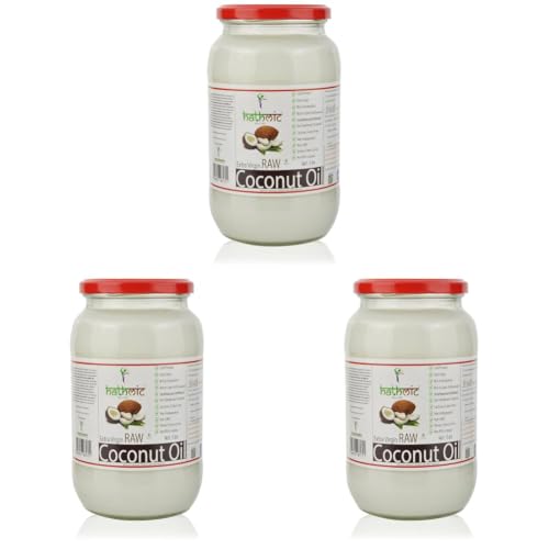 Image of HATHMIC Raw Extra Virgin Coconut Oil (Cold Pressed)1000ml (Pack of 3)
