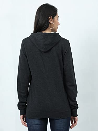 Image of Wafaa Women's Cotton Plain Hooded Neck Full Zipper Sweatshirt Hoodies with Kangaroo Pocket