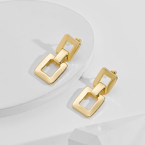 MUYAN Gold Silver Geometric Drop Dangle Earrings for Women Brushed Link Square Dangle Earrings Trendy Jewelry4