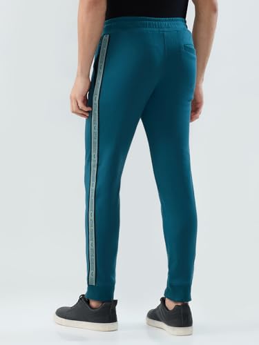 Image of Park Avenue Men Slim Fit Solid Pattern Cotton Polyester Blend Flat Front Casual Jogger Pant