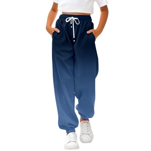 Kids Girls Elastic Waist Sweatpants Casual Wide Leg Gradient Color Athletic Pants 𝗗rawstring Comfy Jogger Pants4