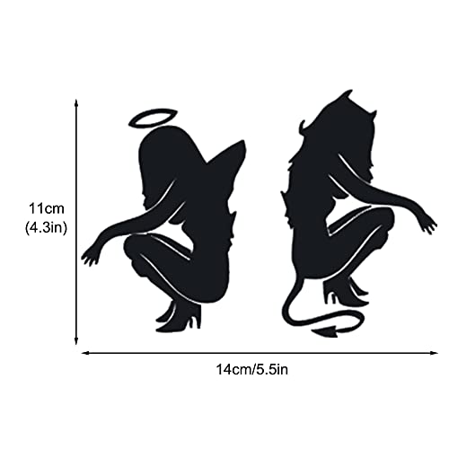 Image of 3 Pairs Sexy Angel and Devil Girl Sticker Naughty Nice Vinyl Good and Evil Die Cut Vinyl Decal for Windows Cars Trucks Bumper Laptops (Angel Devil - Black)