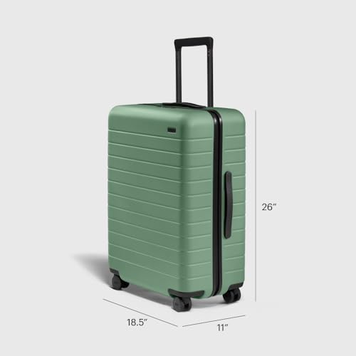 Image of Away Medium Checked Luggage, Lightweight Hard Shell Suitcase with Spinner Wheels, Durable Rolling Luggage, TSA Lock, 26 Inch, Sea Green