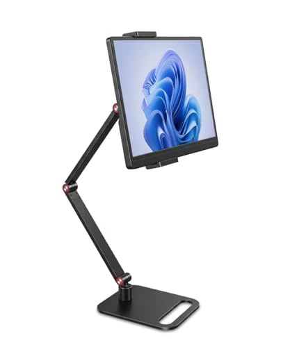 ZVOIYKM Portable Monitor Stand for Desk Extra Tall Adjustable Tablet Holder (Max 40cm-17 Height) Aluminum 360 Swivel Arm Mount for 6-17 Screens Fits 12.9 inch iPad Pro & Portable Displays