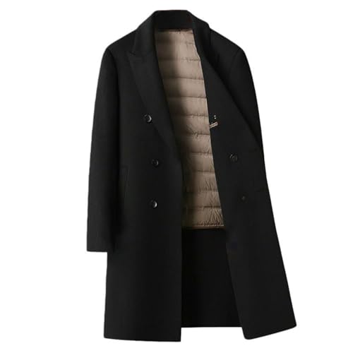 Manteau en laine double face homme long coupe-vent doublé duvet