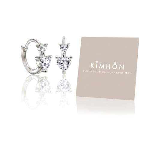 Image of Silver Hoops Earrings for Women,Sterling Silver Cubic Zirconia Hoop Earrings,Jewellery Accessories Thoughtful Greeting Card Birthday Gift 14MM (Love)