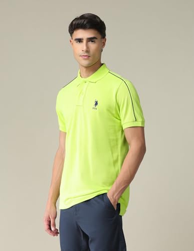 Image of U.S. Polo ASSN. Solid Regular Fit Polo T Shirts for Men - 100% Cotton, Half Sleeves Mens Tshirt